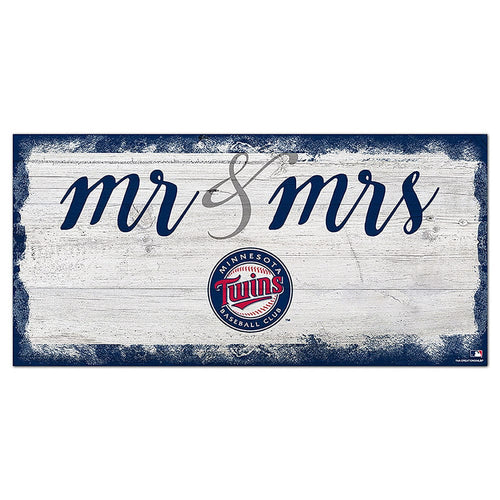 Fan Creations 6x12 Horizontal Minnesota Twins Script Mr & Mrs 6x12 Sign