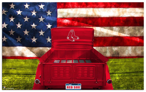 Fan Creations Home Decor Boston Red Sox  Patriotic Retro Truck 11x19