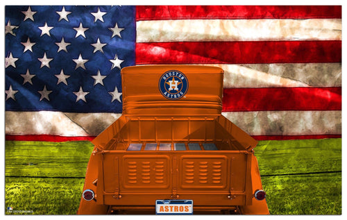 Fan Creations Home Decor Houston Astros  Patriotic Retro Truck 11x19