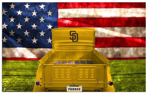 Fan Creations Home Decor San Diego Padres  Patriotic Retro Truck 11x19