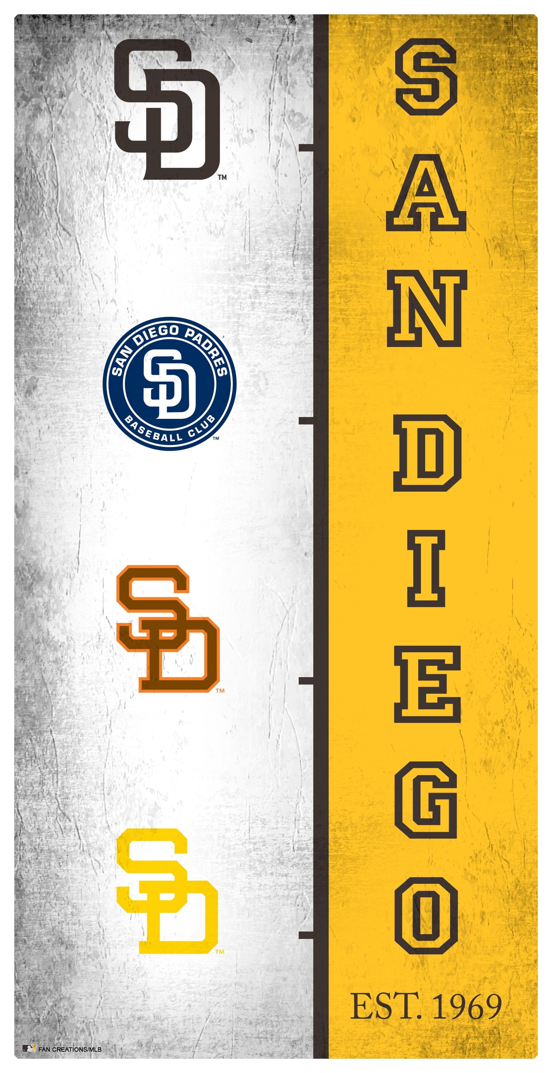 San Diego Padres Team Logo Progression 6x12 – Fan Creations GA