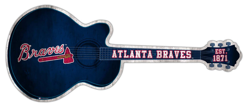 Load image into Gallery viewer, Fan Creations 24in Guitar MLB Atlanta Braves team wall art sign
