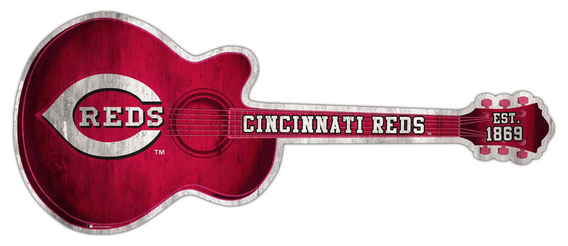 Load image into Gallery viewer, Fan Creations 24in Guitar MLB Cincinnati Reds team wall art sign
