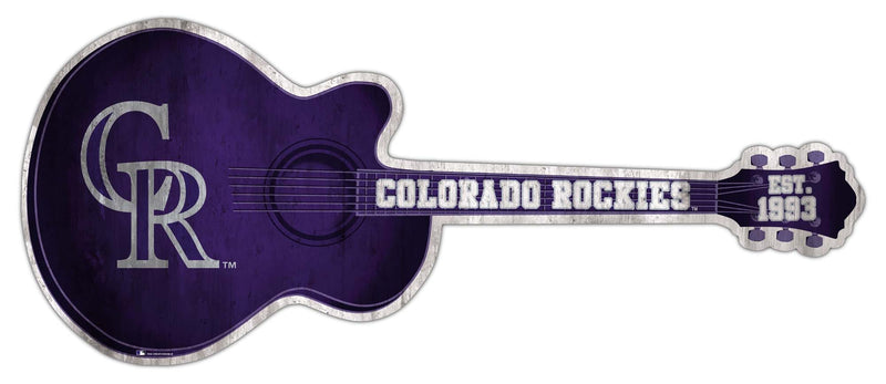 Load image into Gallery viewer, Fan Creations 24in Guitar MLB Colorado Rockies team wall art sign
