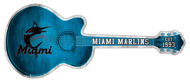 Load image into Gallery viewer, Fan Creations 24in Guitar MLB Miami Marlins team wall art sign
