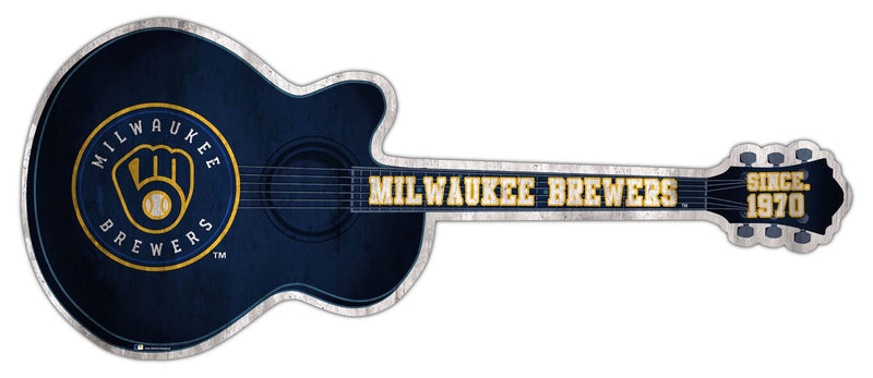 Load image into Gallery viewer, Fan Creations 24in Guitar MLB Milwaukee Brewers team wall art sign
