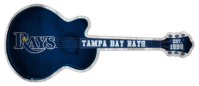 Load image into Gallery viewer, Fan Creations 24in Guitar MLB Tampa Bay Rays team wall art sign
