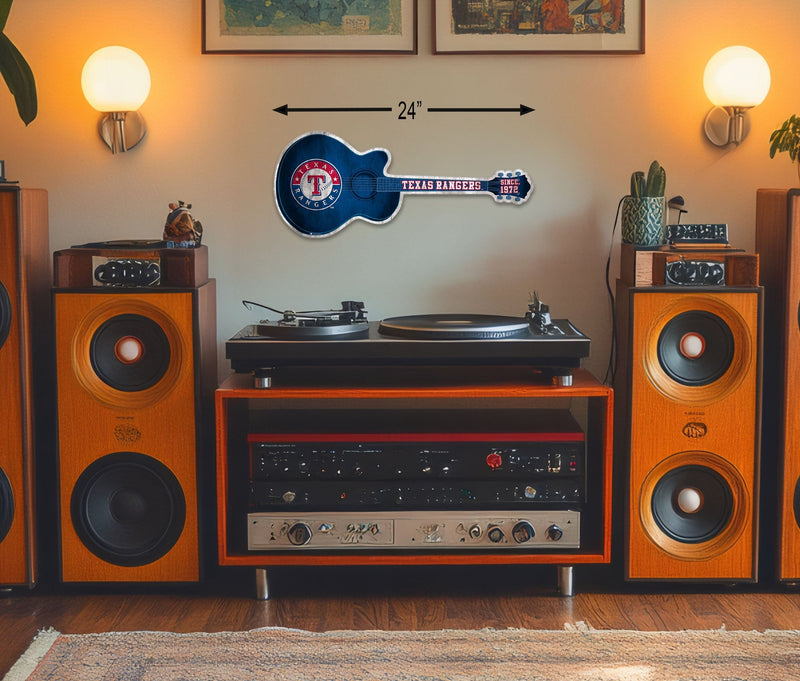 Load image into Gallery viewer, Fan Creations 24in Guitar MLB Texas Rangers team wall art sign
