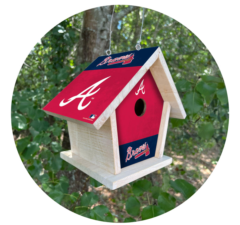 Load image into Gallery viewer, Fan Creations MLB Atlanta Braves-Themed Birdhouse – White Mahogany with Bright UV Printed Team Colors
