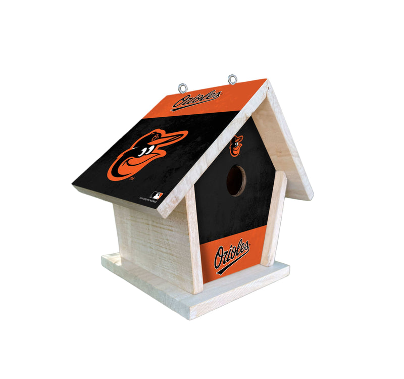 Load image into Gallery viewer, Fan Creations MLB Baltimore Orioles-Themed Birdhouse – White Mahogany with Bright UV Printed Team Colors
