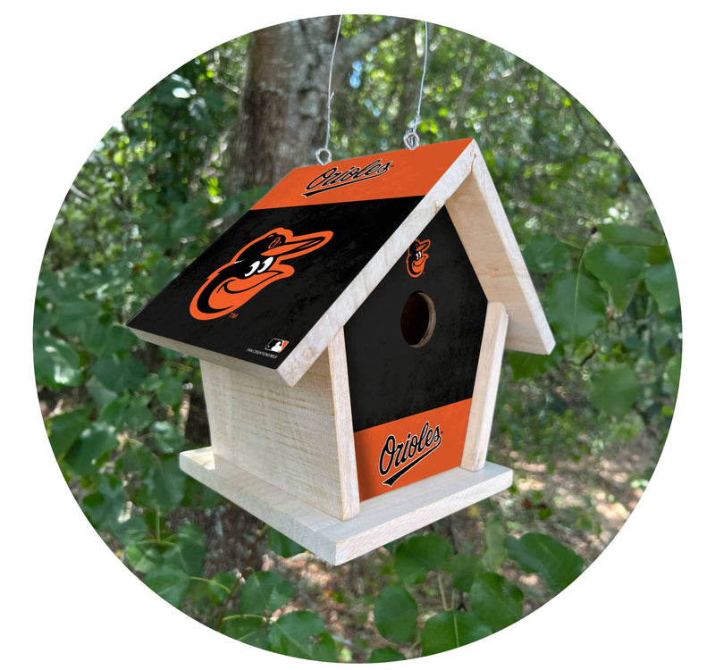Load image into Gallery viewer, Fan Creations MLB Baltimore Orioles-Themed Birdhouse – White Mahogany with Bright UV Printed Team Colors
