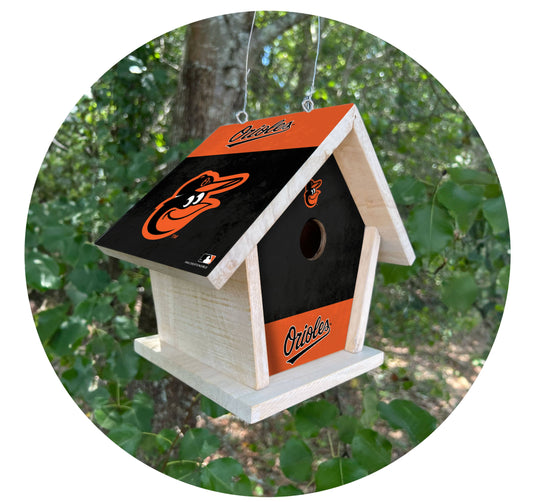 Fan Creations MLB Baltimore Orioles-Themed Birdhouse – White Mahogany with Bright UV Printed Team Colors