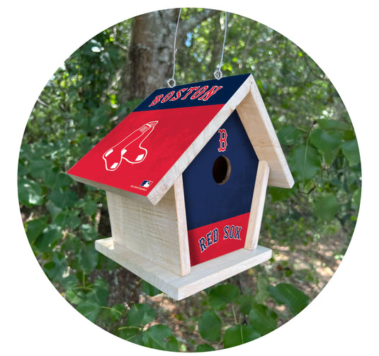 Fan Creations MLB Boston Red Sox-Themed Birdhouse – White Mahogany with Bright UV Printed Team Colors