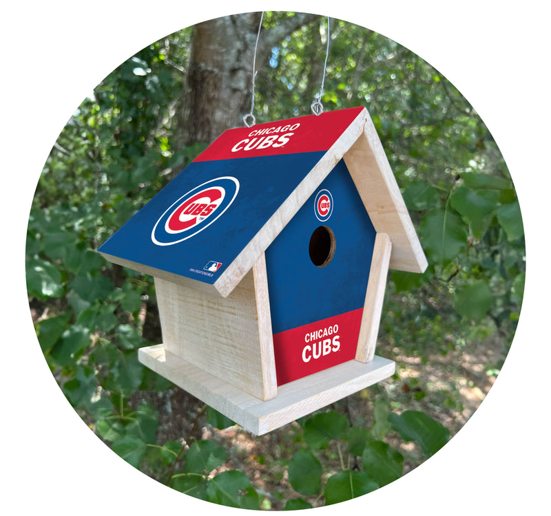 Load image into Gallery viewer, Fan Creations MLB Chicago Cubs-Themed Birdhouse – White Mahogany with Bright UV Printed Team Colors
