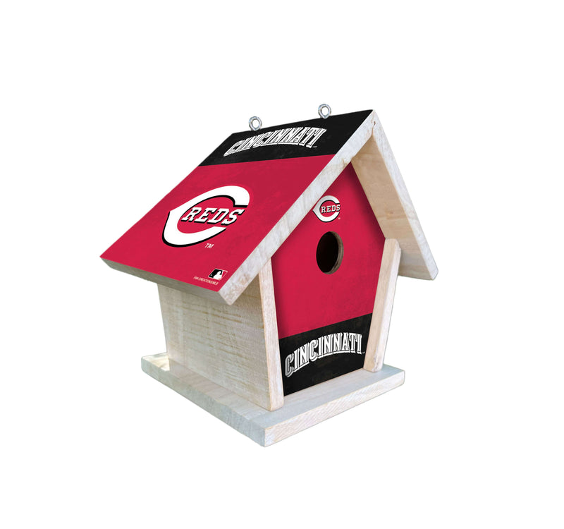 Load image into Gallery viewer, Fan Creations MLB Cincinnati Reds-Themed Birdhouse – White Mahogany with Bright UV Printed Team Colors
