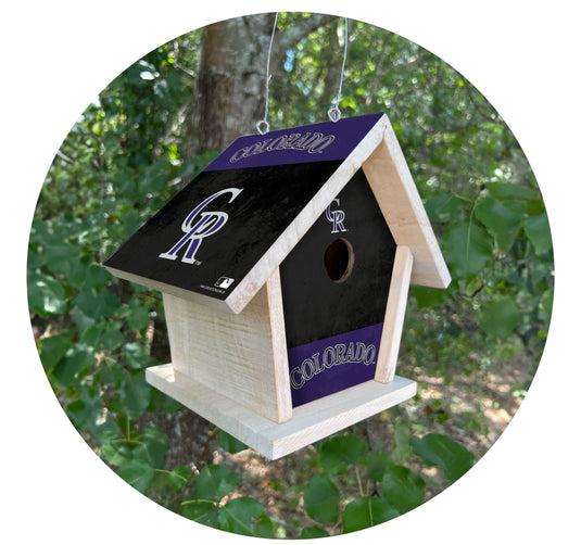 Fan Creations MLB Colorado Rockies-Themed Birdhouse – White Mahogany with Bright UV Printed Team Colors