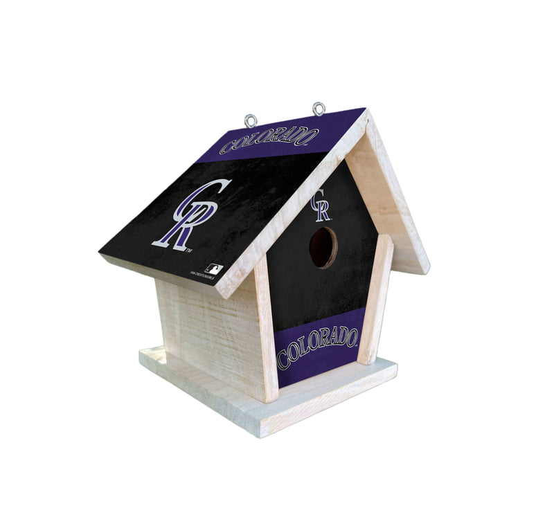 Load image into Gallery viewer, Fan Creations MLB Colorado Rockies-Themed Birdhouse – White Mahogany with Bright UV Printed Team Colors
