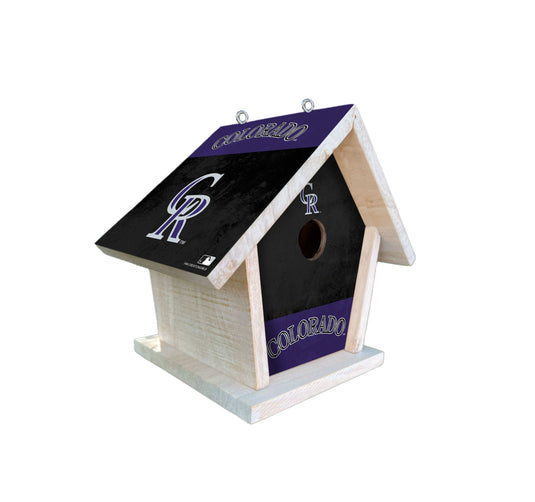 Fan Creations MLB Colorado Rockies-Themed Birdhouse – White Mahogany with Bright UV Printed Team Colors