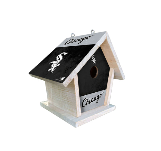 Fan Creations MLB Chicago White Sox-Themed Birdhouse – White Mahogany with Bright UV Printed Team Colors