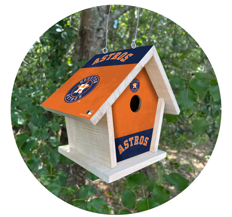 Load image into Gallery viewer, Fan Creations MLB Houston Astros-Themed Birdhouse – White Mahogany with Bright UV Printed Team Colors
