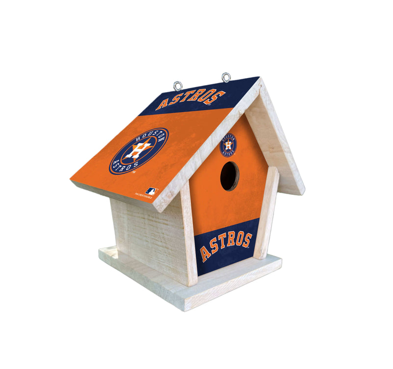 Load image into Gallery viewer, Fan Creations MLB Houston Astros-Themed Birdhouse – White Mahogany with Bright UV Printed Team Colors
