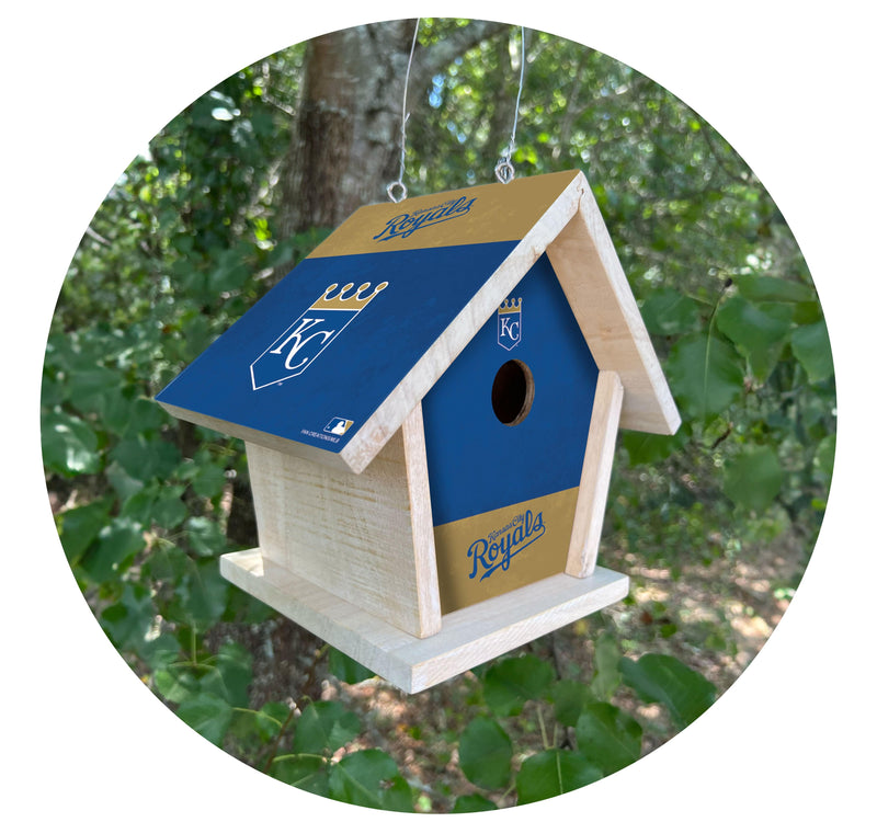 Load image into Gallery viewer, Fan Creations MLB Kansas City Royals-Themed Birdhouse – White Mahogany with Bright UV Printed Team Colors

