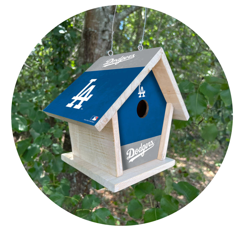 Load image into Gallery viewer, Fan Creations MLB Los Angeles Dodgers-Themed Birdhouse – White Mahogany with Bright UV Printed Team Colors
