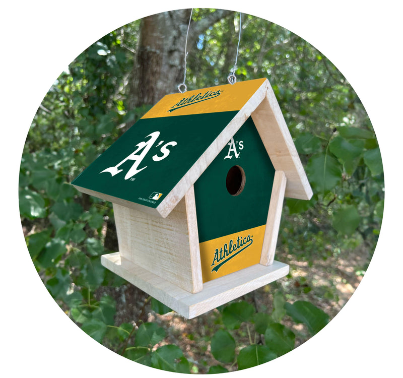 Load image into Gallery viewer, Fan Creations MLB Oakland Athletics-Themed Birdhouse – White Mahogany with Bright UV Printed Team Colors
