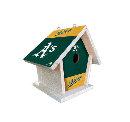 Fan Creations MLB Oakland Athletics-Themed Birdhouse – White Mahogany with Bright UV Printed Team Colors