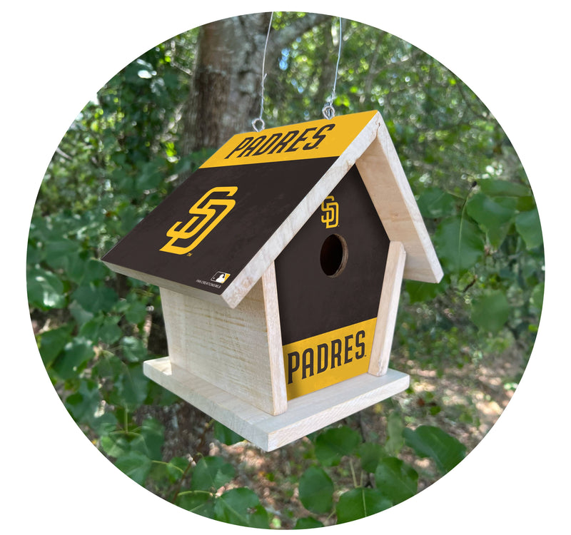 Load image into Gallery viewer, Fan Creations MLB San Diego Padres-Themed Birdhouse – White Mahogany with Bright UV Printed Team Colors
