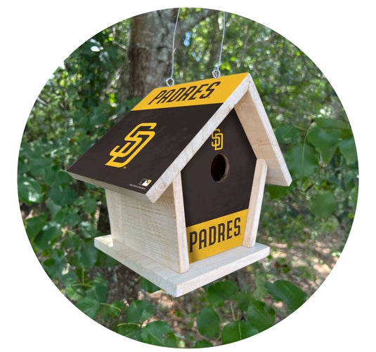 Fan Creations MLB San Diego Padres-Themed Birdhouse – White Mahogany with Bright UV Printed Team Colors