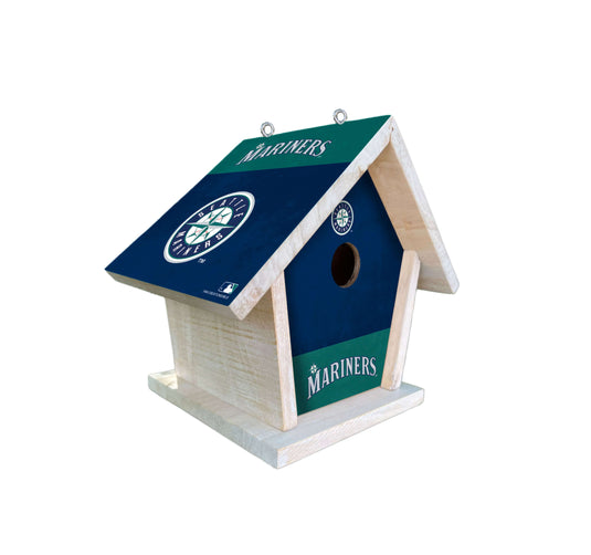 Fan Creations MLB Seattle Mariners-Themed Birdhouse – White Mahogany with Bright UV Printed Team Colors