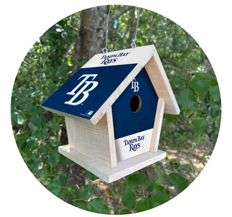 Load image into Gallery viewer, Fan Creations MLB Tampa Bay Rays-Themed Birdhouse – White Mahogany with Bright UV Printed Team Colors
