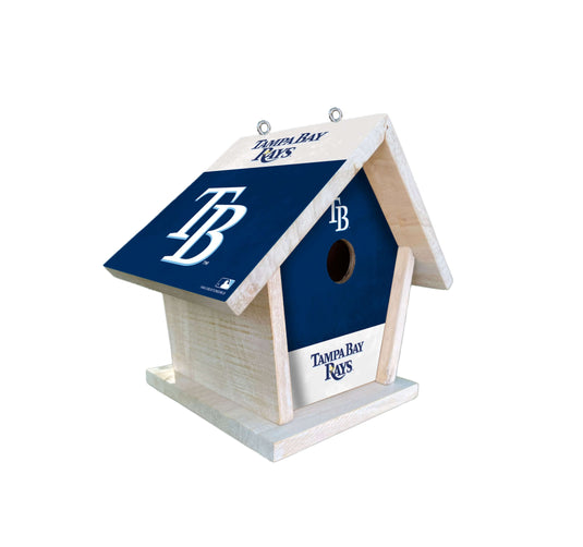 Fan Creations MLB Tampa Bay Rays-Themed Birdhouse – White Mahogany with Bright UV Printed Team Colors