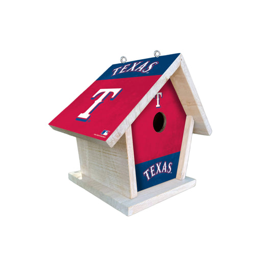 Fan Creations MLB Texas Rangers-Themed Birdhouse – White Mahogany with Bright UV Printed Team Colors