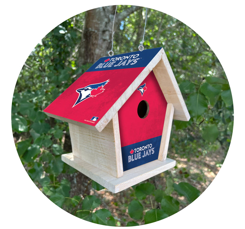 Load image into Gallery viewer, Fan Creations MLB Toronto Blue Jays-Themed Birdhouse – White Mahogany with Bright UV Printed Team Colors
