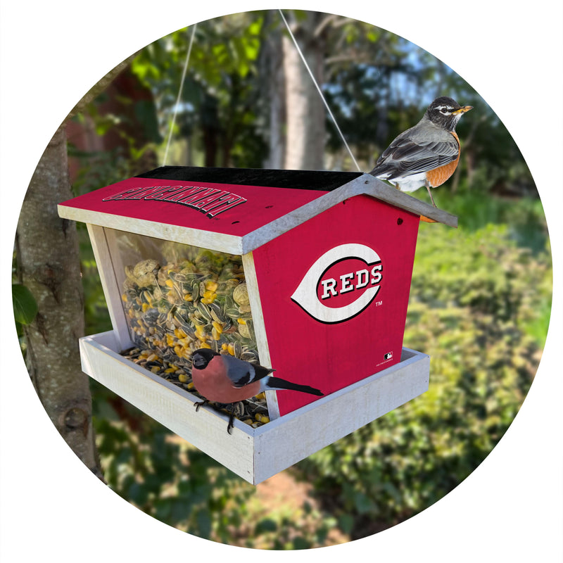 Load image into Gallery viewer, Fan Creations Outdoor MLB Cincinnati Reds Bird Feeder for Sports Fans - Assembled
