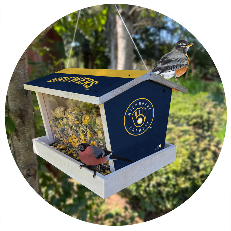 Load image into Gallery viewer, Fan Creations Outdoor MLB Milwaukee Brewers Bird Feeder for Sports Fans - Assembled
