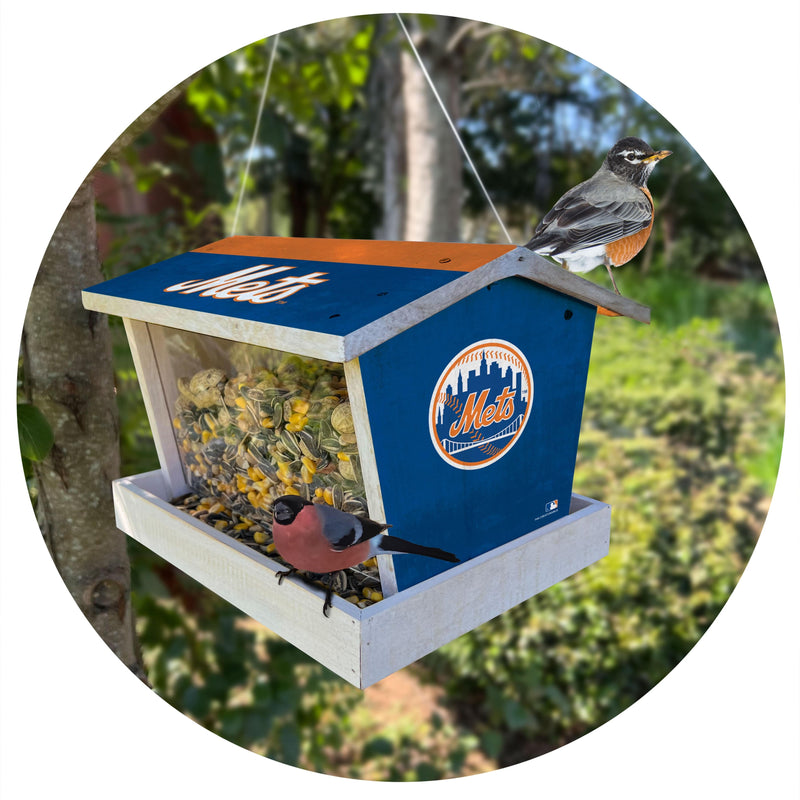 Load image into Gallery viewer, Fan Creations Outdoor MLB New York Mets Bird Feeder for Sports Fans - Assembled
