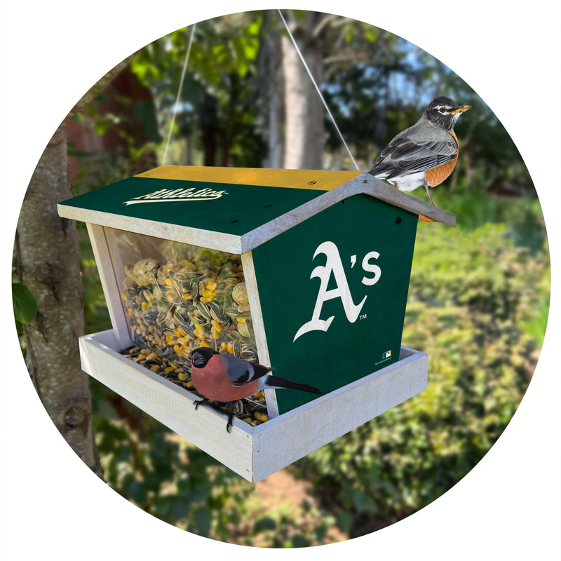 Load image into Gallery viewer, Fan Creations Outdoor MLB Oakland Athletics Bird Feeder for Sports Fans - Assembled
