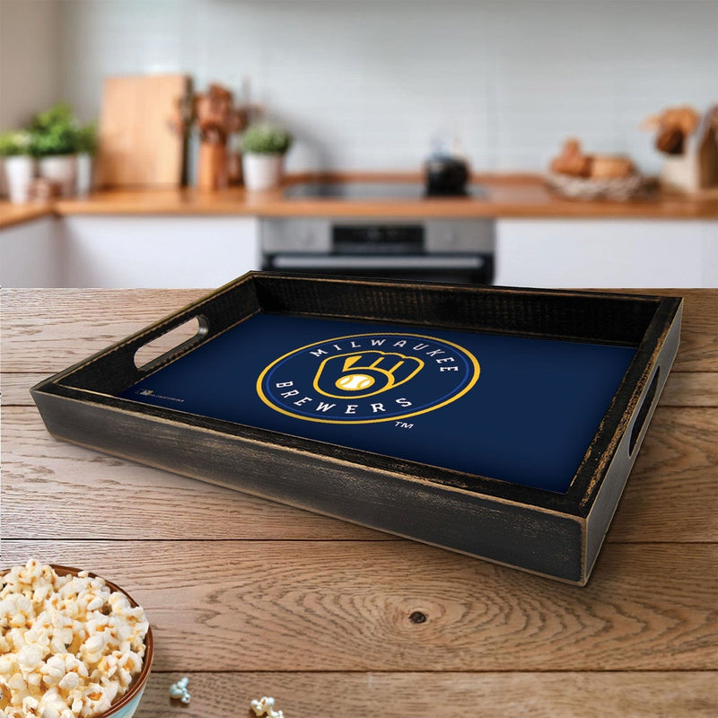 Load image into Gallery viewer, Fan Creations Brightline MLB Milwaukee Brewers Logo Serving Tray
