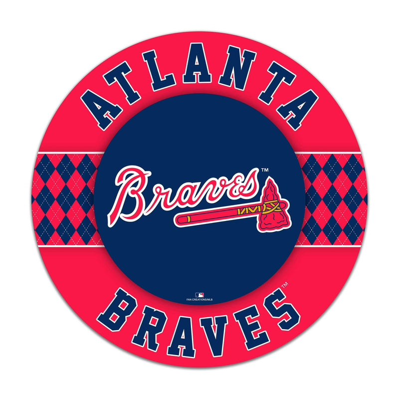 Load image into Gallery viewer, Fan Creations MLB Atlanta Braves Argyle 16inc Circle Wall Art
