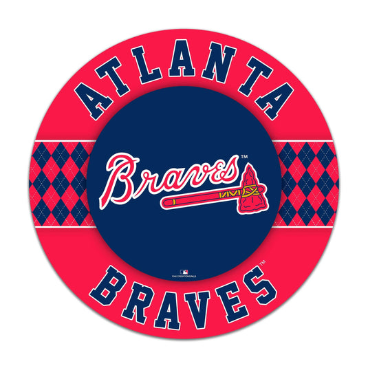 Fan Creations MLB Atlanta Braves Argyle 16inc Circle Wall Art