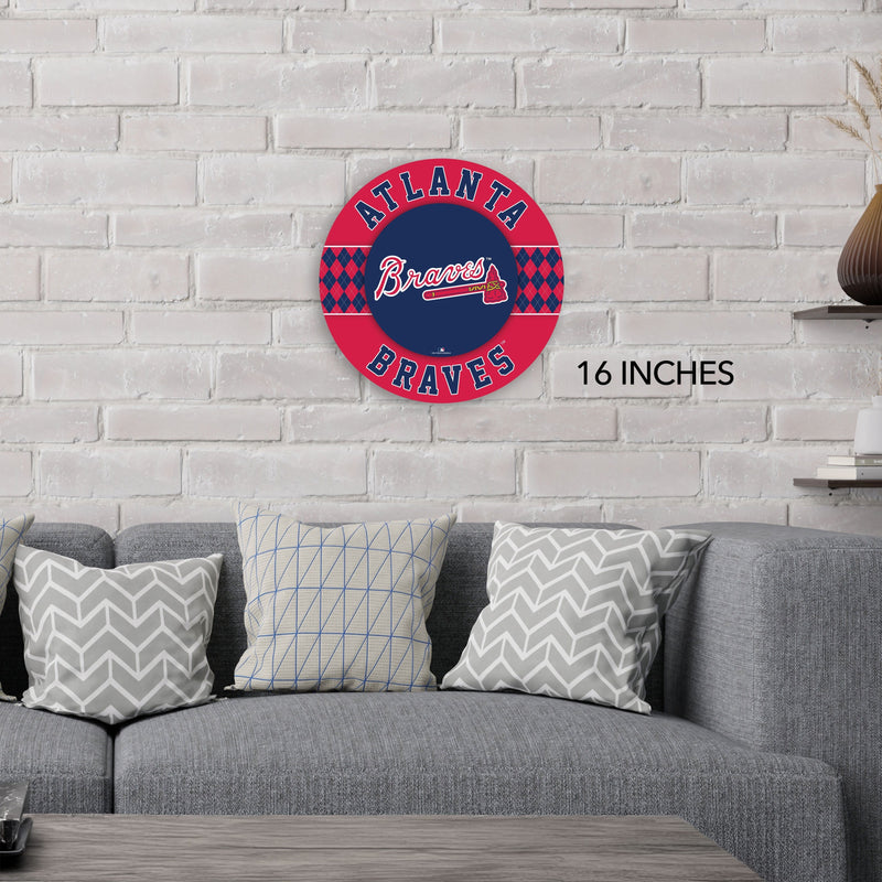 Load image into Gallery viewer, Fan Creations MLB Atlanta Braves Argyle 16inc Circle Wall Art
