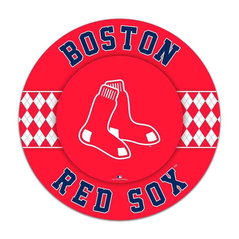 Load image into Gallery viewer, Fan Creations MLB Boston Red Sox Argyle 16inc Circle Wall Art
