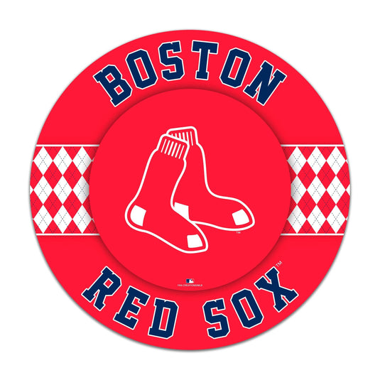 Fan Creations MLB Boston Red Sox Argyle 16inc Circle Wall Art