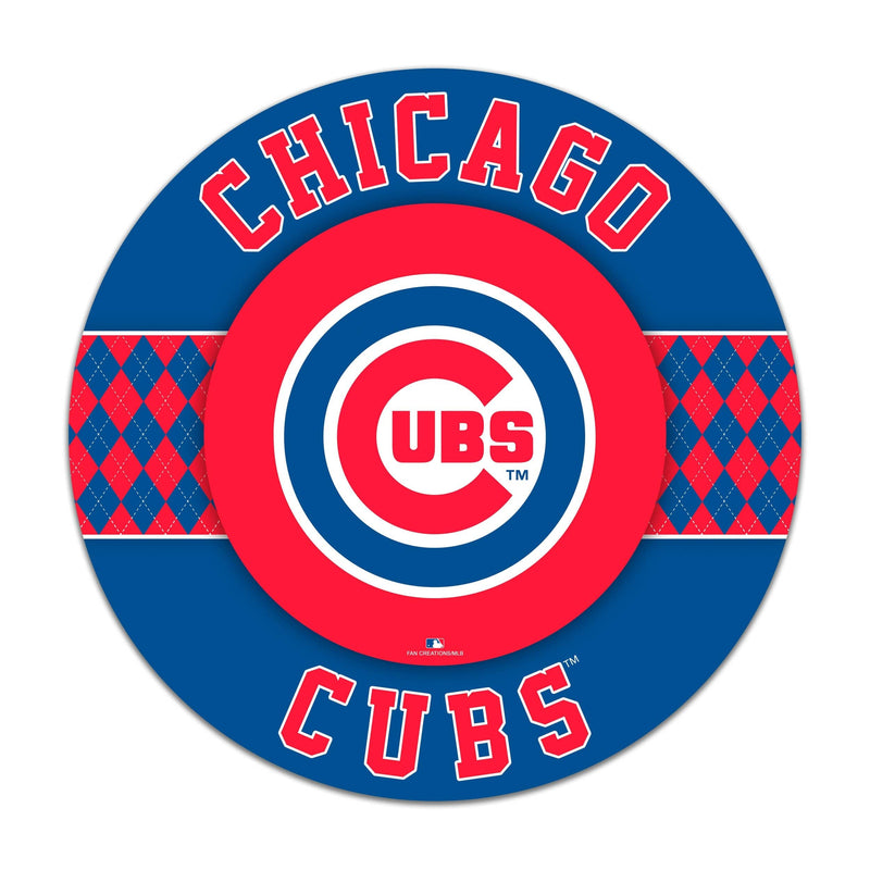Load image into Gallery viewer, Fan Creations MLB Chicago Cubs Argyle 16inc Circle Wall Art
