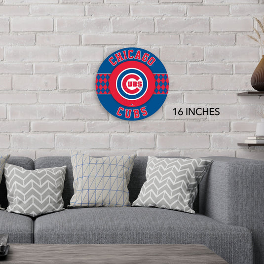 Fan Creations MLB Chicago Cubs Argyle 16inc Circle Wall Art
