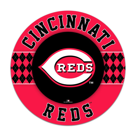 Fan Creations MLB Cincinnati Reds Argyle 16inc Circle Wall Art