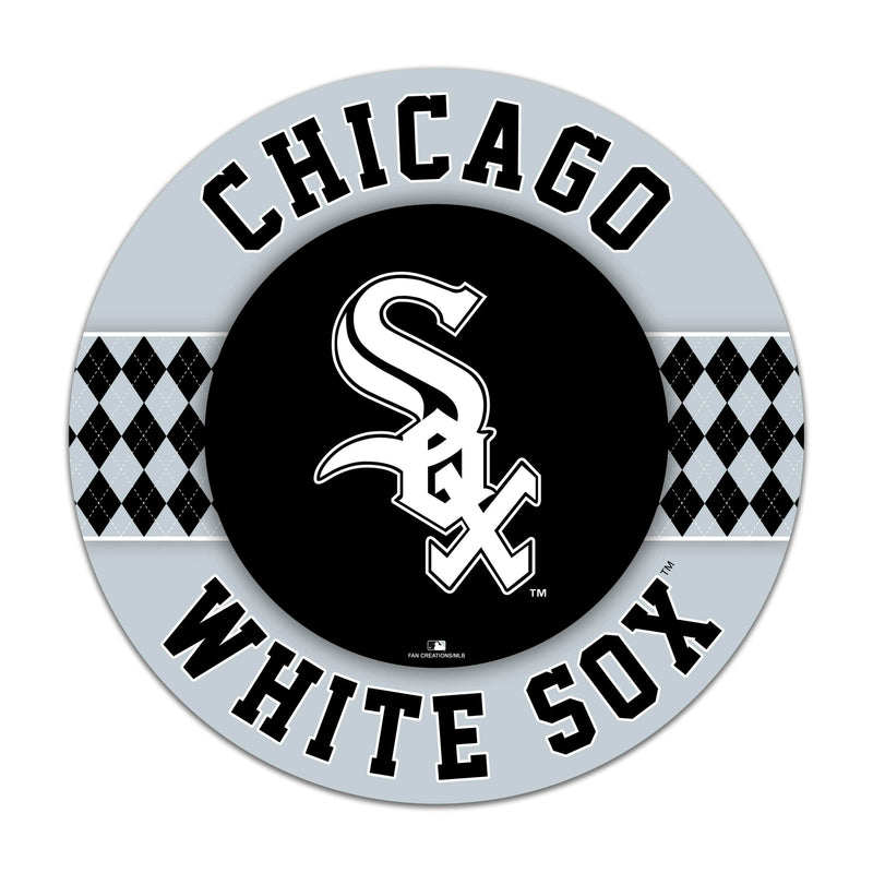 Load image into Gallery viewer, Fan Creations MLB Chicago White Sox Argyle 16inc Circle Wall Art
